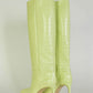 Elegant Lime Croco Leather High Stiletto Boots