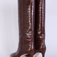 Enticing Brown Croco Print Leather Boots