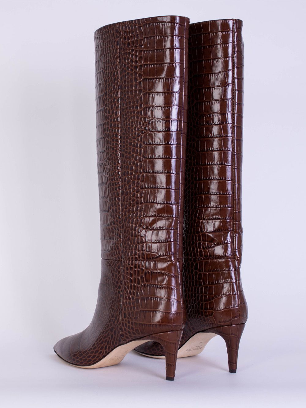 Enticing Brown Croco Print Leather Boots