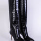 Charcoal Italian Leather High Stiletto Boots