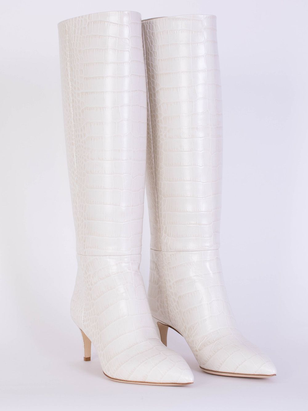 Ivory Knee-High Stiletto Boots