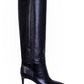 Sleek Knee-High Croco Print Leather Boots