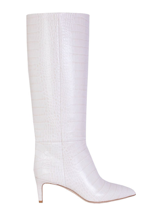 Ivory Knee-High Stiletto Boots