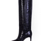 Charcoal Italian Leather High Stiletto Boots