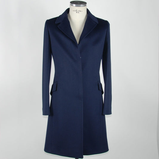 Elegant Blue Virgin Wool Martingale Coat