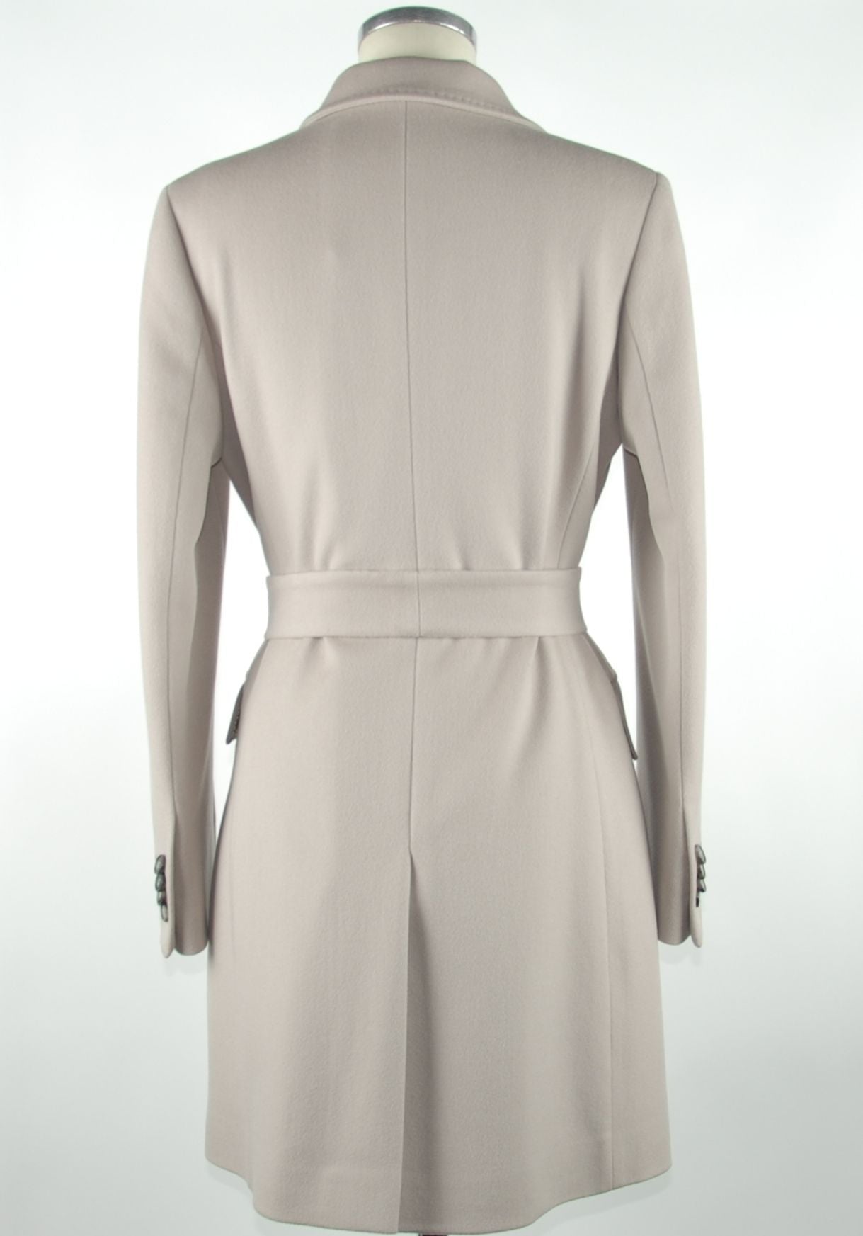 Elegant Virgin Wool Gray Belted Jacket