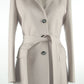 Elegant Virgin Wool Gray Belted Jacket