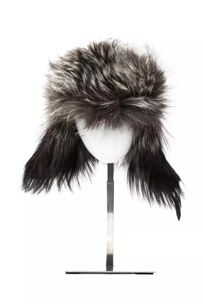 Elegant Gray Fox Fur Logo Hat