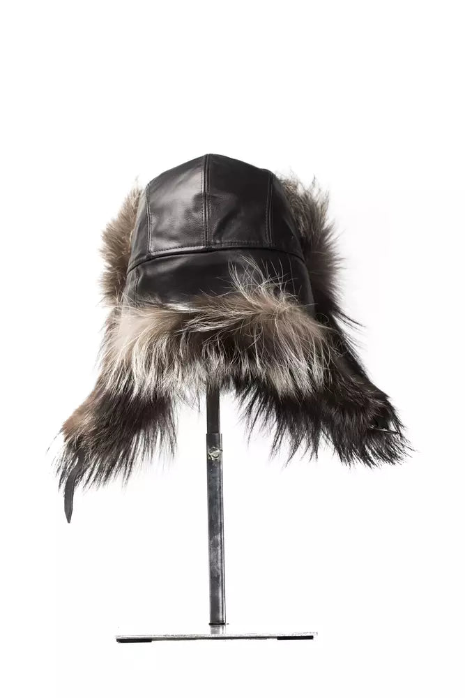 Elegant Gray Fox Fur Logo Hat