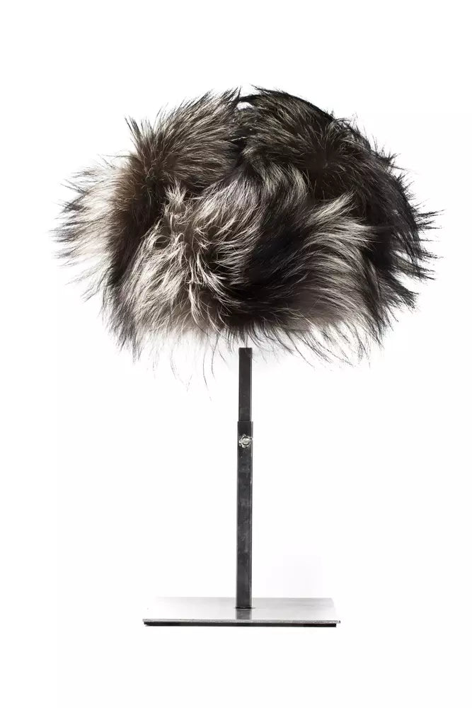Elegant Gray Fox Fur Logo Hat