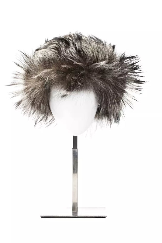 Elegant Gray Fox Fur Logo Hat