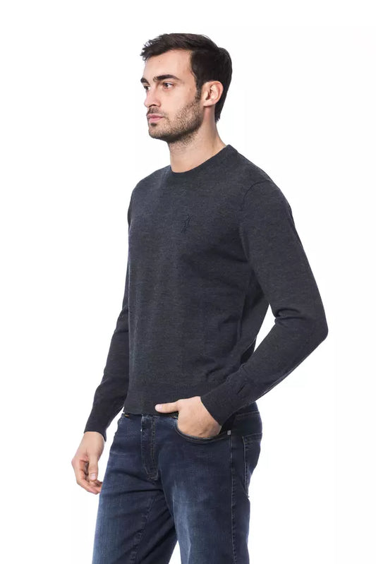 Embroidered Merino Wool Crew Neck Sweater