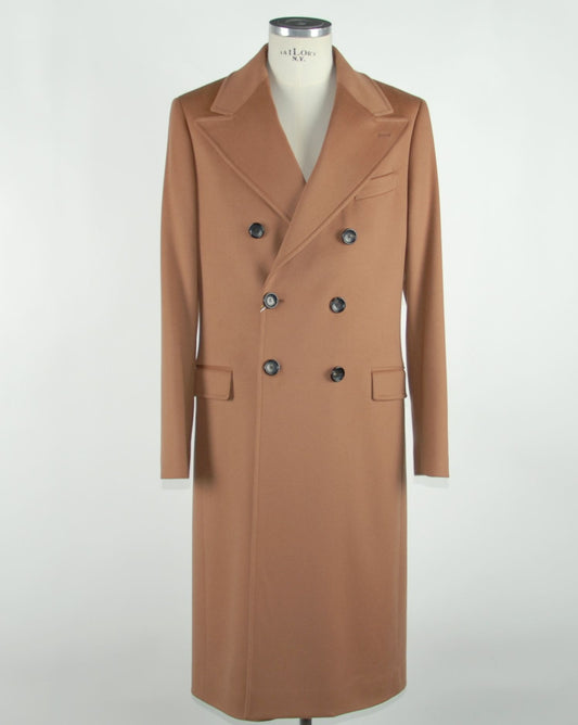 Elegant Virgin Wool Brown Jacket