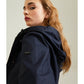 Chic Blue Polyester Jacket with Zip and Button Detail