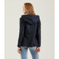 Chic Blue Polyester Jacket with Zip and Button Detail