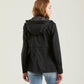 Sleek Black Polyester Jacket for the Modern Woman