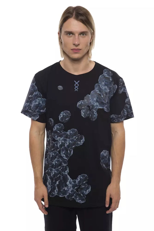 Elegant Black Cotton Round Neck Tee