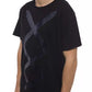 Elegant Black Round Neck Printed Tee