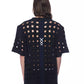 Sleek Black Perforated Cotton Tee