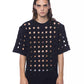 Sleek Black Perforated Cotton Tee