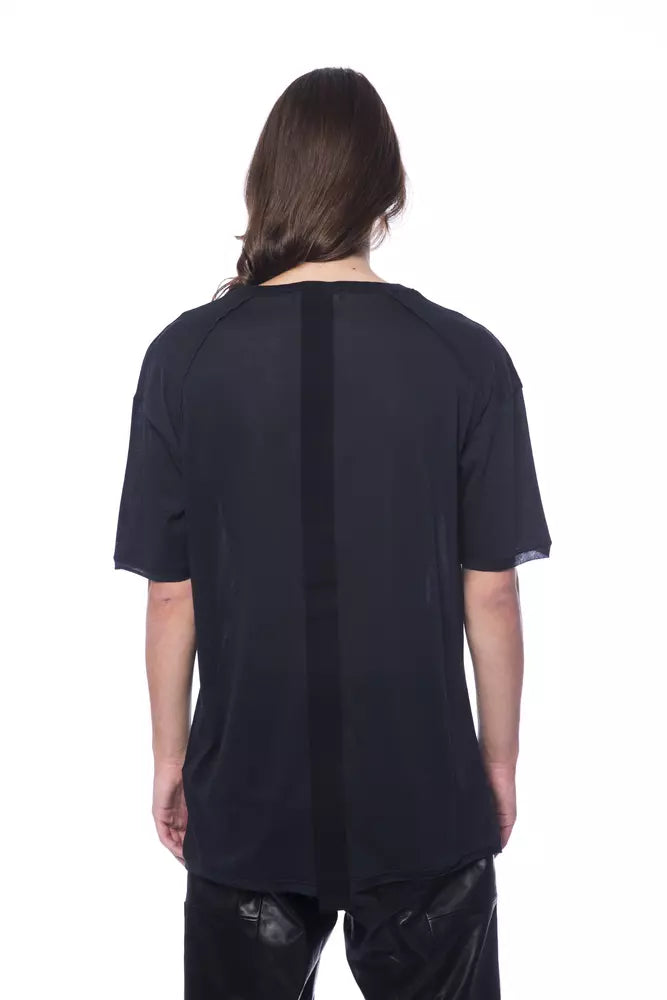 Elegant Oversized Logo Tee in Black