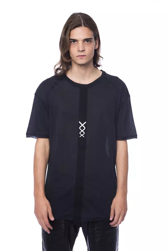 Elegant Oversized Logo Tee in Black