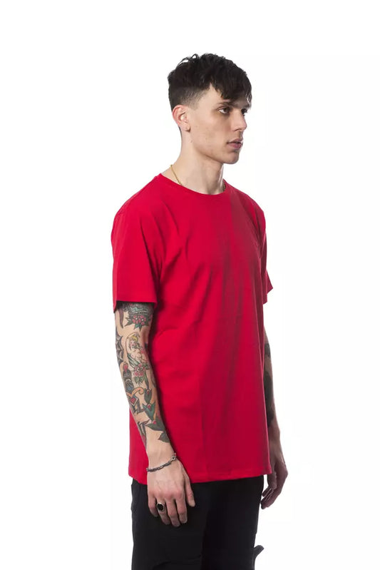 Elegant Red Round Neck Cotton Tee