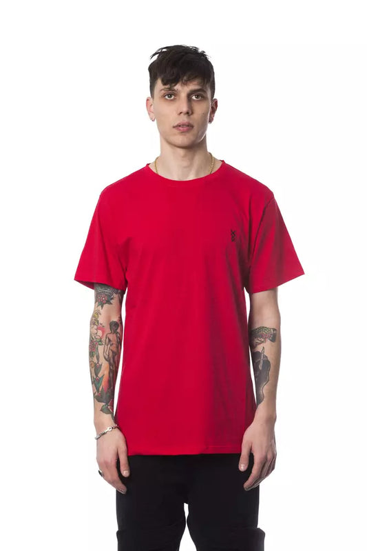 Elegant Red Round Neck Cotton Tee