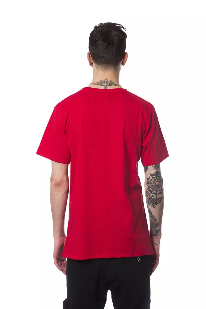 Elegant Red Round Neck Cotton Tee
