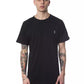 Sleek Black Cotton Tee with Artisanal Print