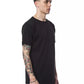 Sleek Black Cotton Tee with Artisanal Print