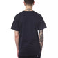 Elegant Blue Cotton Tee with Chic Print