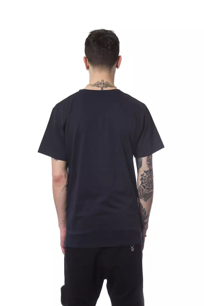 Elegant Blue Cotton Tee with Chic Print