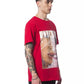 Elegant Red Round Neck Cotton Tee