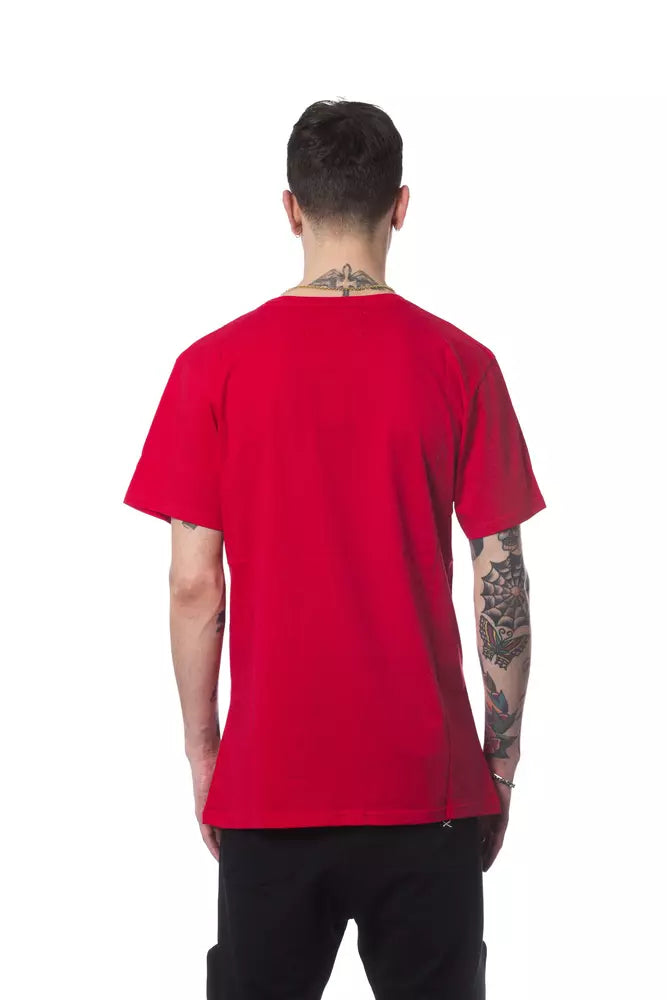 Elegant Red Round Neck Cotton Tee