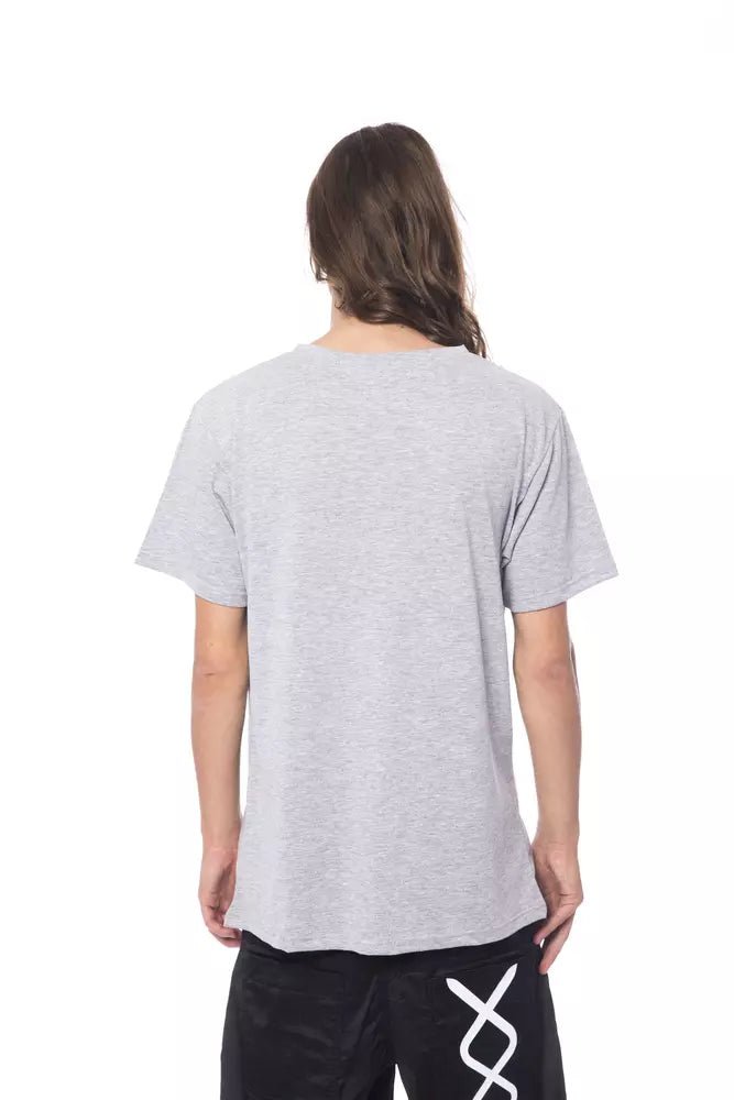 Sleek Gray Round Neck Cotton Tee
