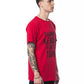 Elegant Red Round Neck Printed Tee