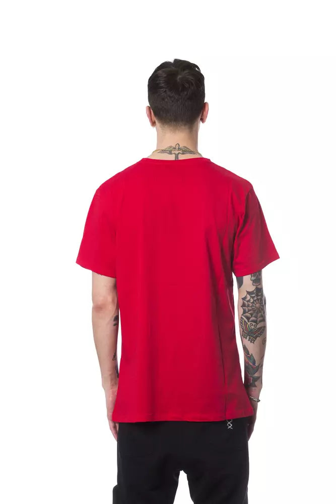 Elegant Red Round Neck Printed Tee