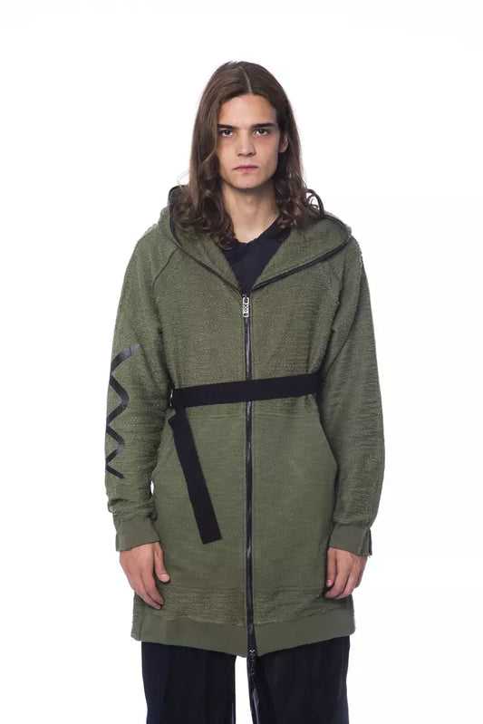 Oversized Army Hooded Fleece Zip Sweater