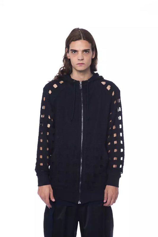 Chic Oversized Zip Hooded Fleece in Black