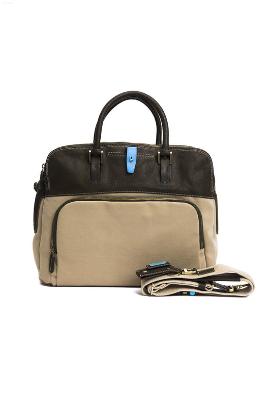 Elegant Beige Leather Laptop Handbag