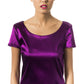 Elegant Violet Short Dress with Round Neck