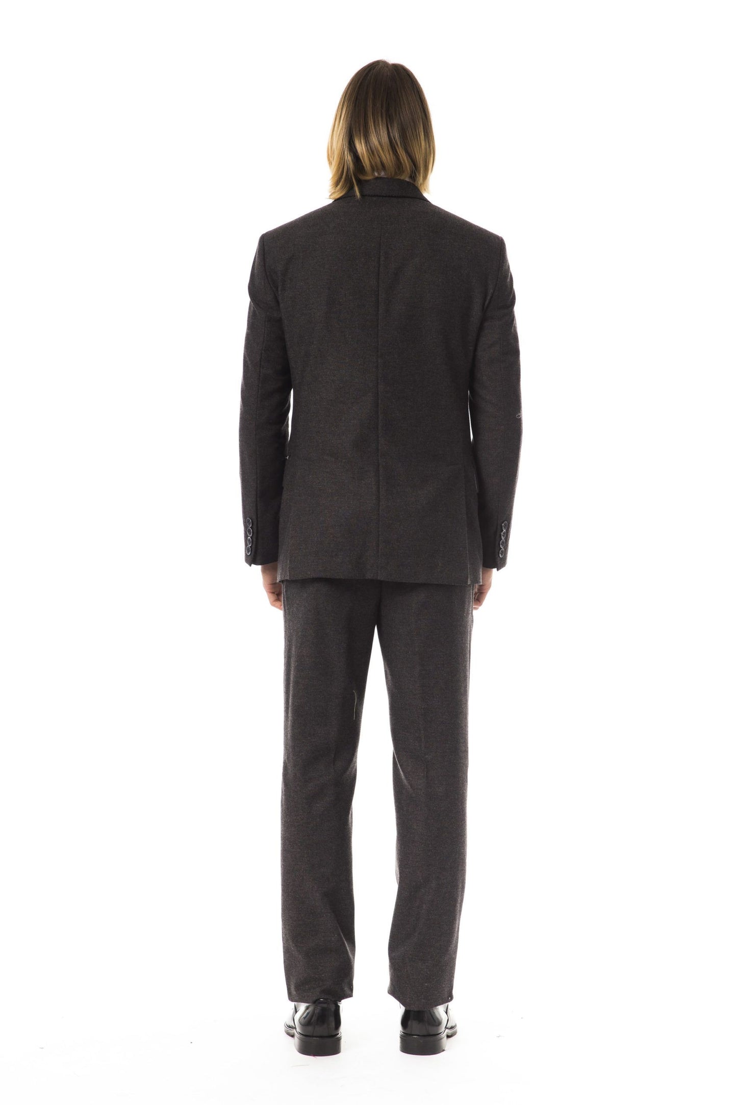 Elegant Brown Textured Men's Suit