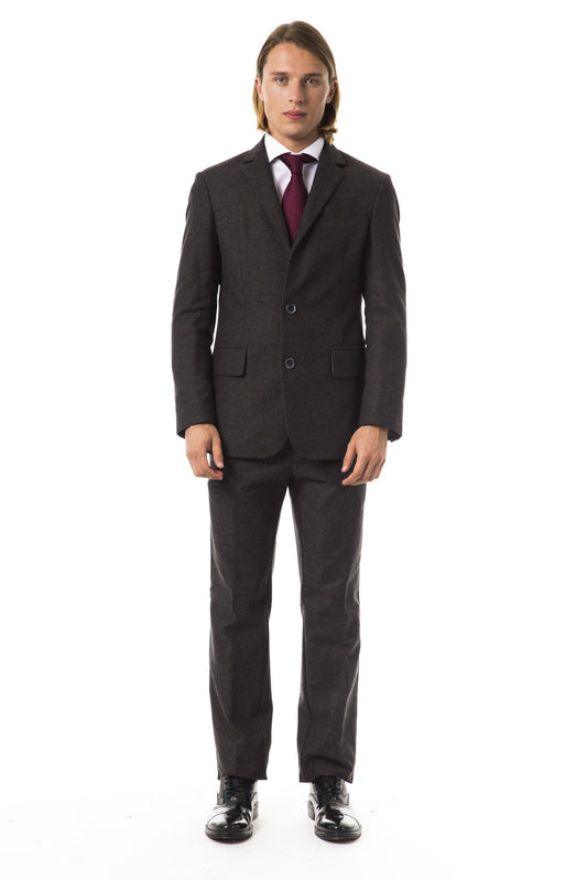 Elegant Brown Textured Men's Suit