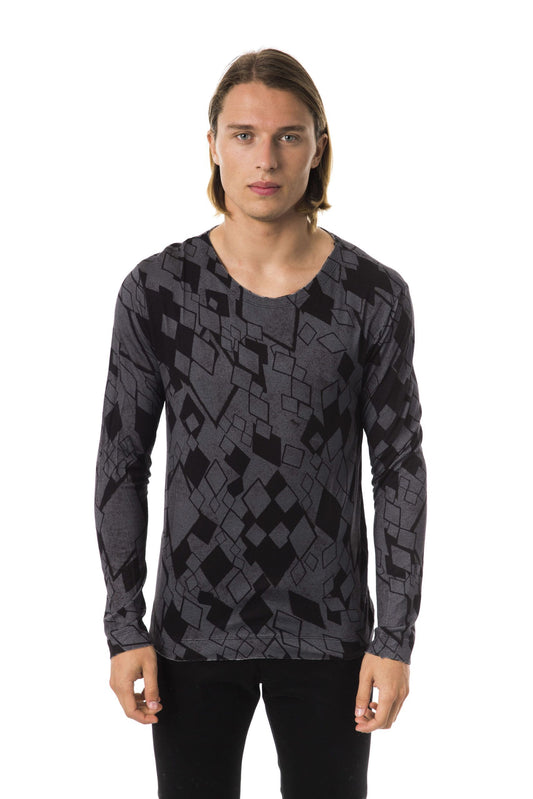 Sleek Black Printed Long Sleeve T-Shirt