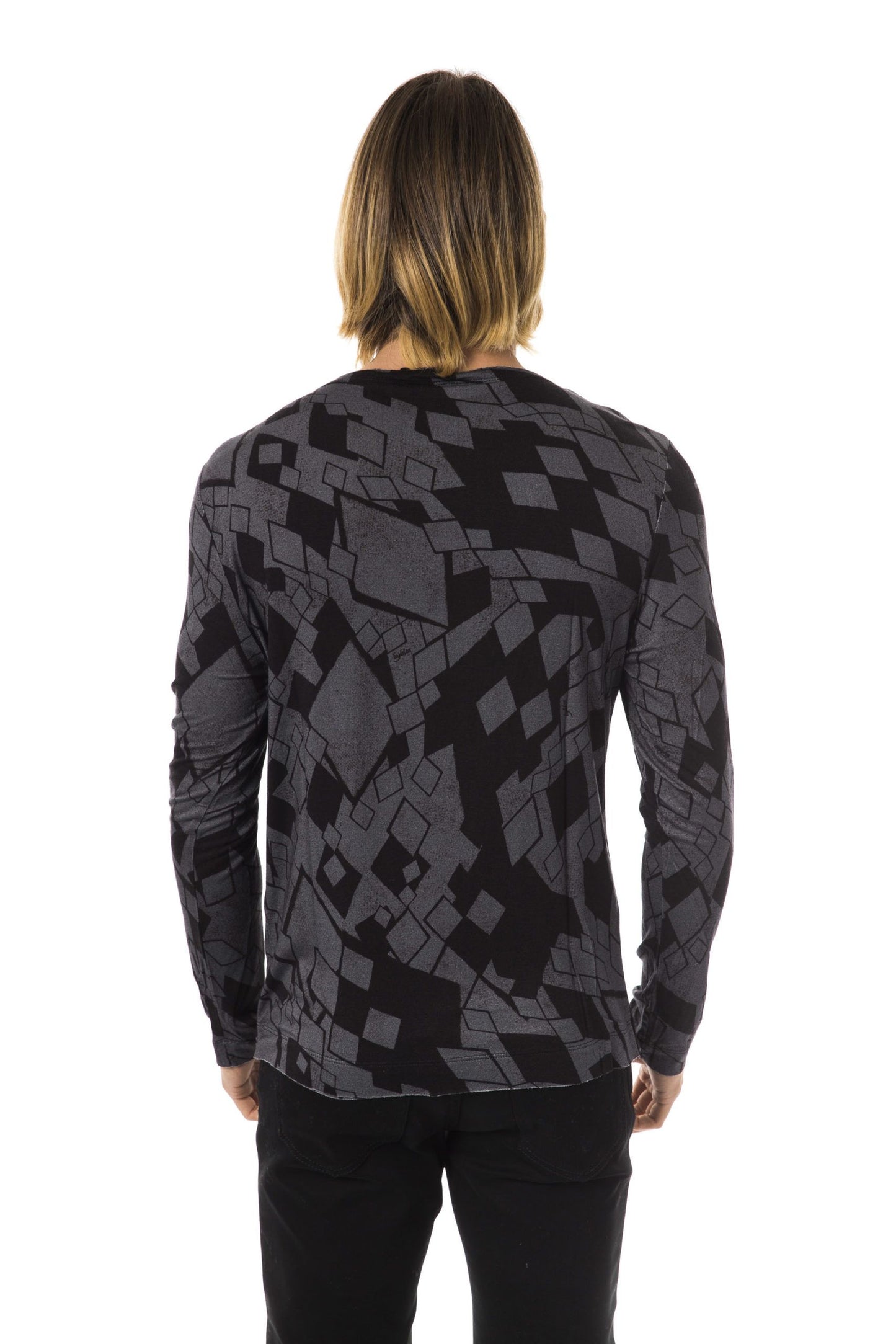 Sleek Black Printed Long Sleeve T-Shirt