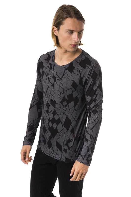 Sleek Black Printed Long Sleeve T-Shirt