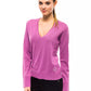 Chic Pink V-Neck Embellished Logo Sweater