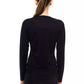 Embellished Logo V-Neck Wool Blend Sweater