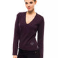 Chic V-Neck Embellished Logo Sweater